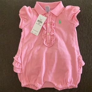 NWT Ralph Lauren 3m pink ruffle onesie